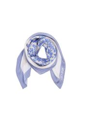 Women's scarf in blue floral pattern SZADT-0173-15(W24)-01