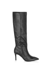 Black leather women's high heel boots BUTYD-1124-99(Z24)-01