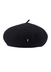 Women's black wool beret CZADT-0234-99(Z26) - front product view, on a white background.