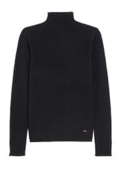 Black women's turtleneck sweater SWEDT-0241-99(Z25), front product view on white background.