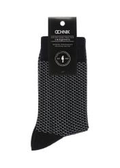 Men's long navy blue socks SKAMT-0163A-7D(Z26), product view with packaging on white background.