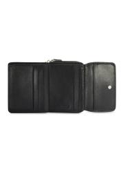 Black leather women's wallet PORES-0802 R-98(Z 25), product view from the inside on a white background.