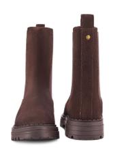 Women's brown suede Chelsea boots BUTYD-1010-1I(Z26) - front and back view of the product on a white background.