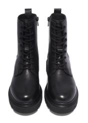 Women's leather ankle boots in black BUTYD-1297-99(Z26), front product view on white background.