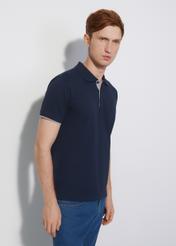 Navy blue men's polo shirt with logo POLMT-0045A-69(W24)-02