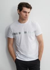 White men's T-shirt with silver print TSHMT-0089-11(W23)-01