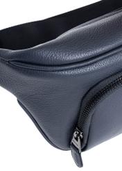 Navy blue leather waist bag with logo TORMS-0280D-69(W25)-06