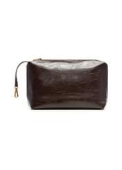 Women's burgundy shopper bag with stitching TOREC-1247-4D(Z26), front view of the detachable cosmetics bag on a white background.