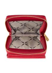 Small red leather women's wallet PORES-0802R-4B(W26), product view inside on white background.