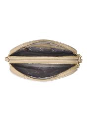 Small beige leather handbag TORES-1152-1B(Z26). Top view on a white background.