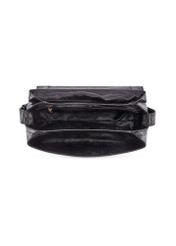 Black leather croco women's handbag TORES-1234-9G(W26), product view from the inside on a white background.