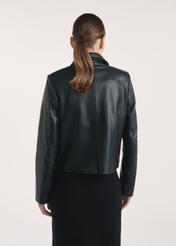 Black women's leather jacket KURDS-0548-2874(Z25), product view from the back on the model, half of the silhouette visible.