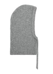 Women's gray scarf with hood SZADT-0215-91(Z25) - side view of the product on a white background.