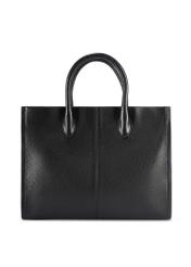 Women's leather handbag in black color TORES-1206-9I(W26), product view from the back on a white background.