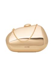Gold oval small women's handbag TOREC-1211-2X(W26), front product view on white background.