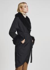 Women's long winter jacket with belt KURDT-0155-99(Z21)-04