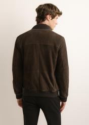 Brown men's suede jacket KURMS-0425-1L(Z6) - product view from the back on the model, against a white background. Half-length silhouette visible.
