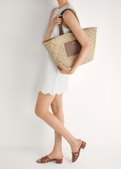 Women's leather mules with a block heel BUTYD-1265-1F(W26), side view of the product on the model's feet.