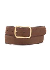 Brown leather women's belt PASDS-0317-89(Z25), front product view on white background.