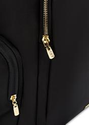 Black large women's backpack TOREN-0321-99(Z25), close-up of the product clasp, view on a white background.