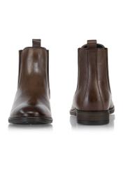 Men's brown leather Chelsea boots BUTYM-0463-1H(Z26), front and back product view on white background.