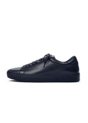 Navy blue leather sports shoes BUTYM-0503A-7D(Z26), side product view on white background.