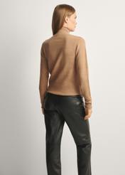Women's camel wool-blend sweater SWEDT-0241-24(Z25), back view of the product on the model. Half of the silhouette visible.