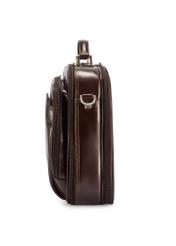Brown leather men's laptop bag TORMS-0482-89(Z25), product view from the side on a white background.