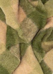 Green women's scarf with wool SZADT-0234-8P(Z26), close-up of the product material on a white background.