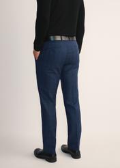 Men's navy blue suit trousers SPOMT-0114-69(Z25), product view from the back on the model. Half of the silhouette visible.