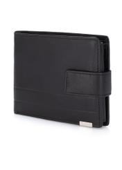 Black men's leather wallet PORMS-0144B-99(Z25), diagonal product view on white background.