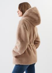 Women's zip-up fur coat with hood FUTDP-0030-81(Z23)-05