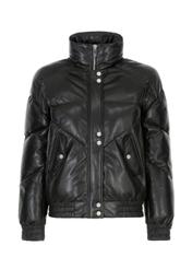 Women's black leather down jacket KURDS-0388-5339(Z22)-04