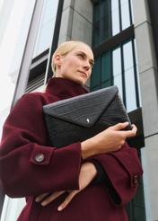 Leather black croco women's handbag TORES-1143-99(Z25)