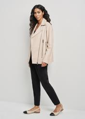 Beige leather oversize ramoneski KURDS-0459-0943(W24)-02