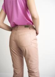 Women's beige leather pants SPODS-0026-1187(W22)-02