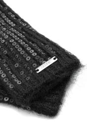 Black women's gloves with sequins REKDT-0034-99(Z25) - close-up of the product on a white background.
