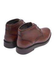 Men's brown leather ankle boots BUTYM-0584-1H(Z26), back view of the product on a white background.