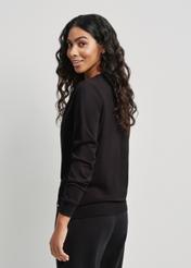 Black sweater with V-neck SWEDT-0201-99(W24)-02