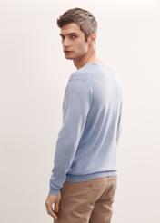 Blue men's basic sweater SWEMT-0127-61(W23)-03