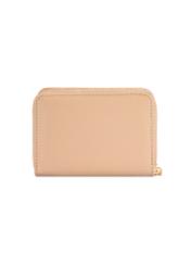 Small beige leather women's wallet PORES-0833R-1B(W26), back view of the product on a white background.