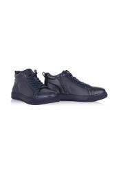 Navy blue leather men's sneakers BUTYM-0466-69(Z24) pic.1