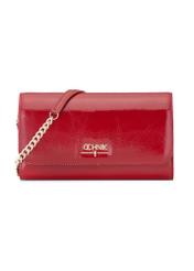 Red leather clutch bag TORES-1215-4B(W26), front product view on white background.