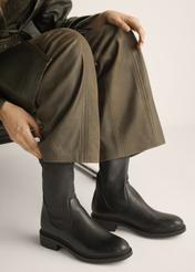 Black leather women's ankle boots BUTYD-1296-99(Z26)