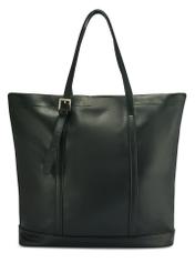 Large black women's shopper handbag TOREC-1067-99(Z25), product view from the back on a white background.