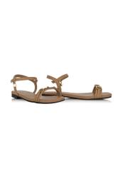 Beige leather sandals with buckle BUTYD-1056-81(W24)-02