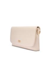 Cream leather clutch bag TORES-1271-0B(W26) - diagonal product view, on a white background.