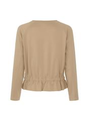 Beige women's ribbed sweatshirt BLZDT-0071-81(W22)-04