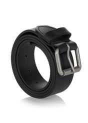 Black leather men's belt PASMS-0164A-99(W23)-02