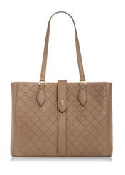 Beige women's handbag with monogram TOREC-0831A-81(Z25) - front product view on white background.